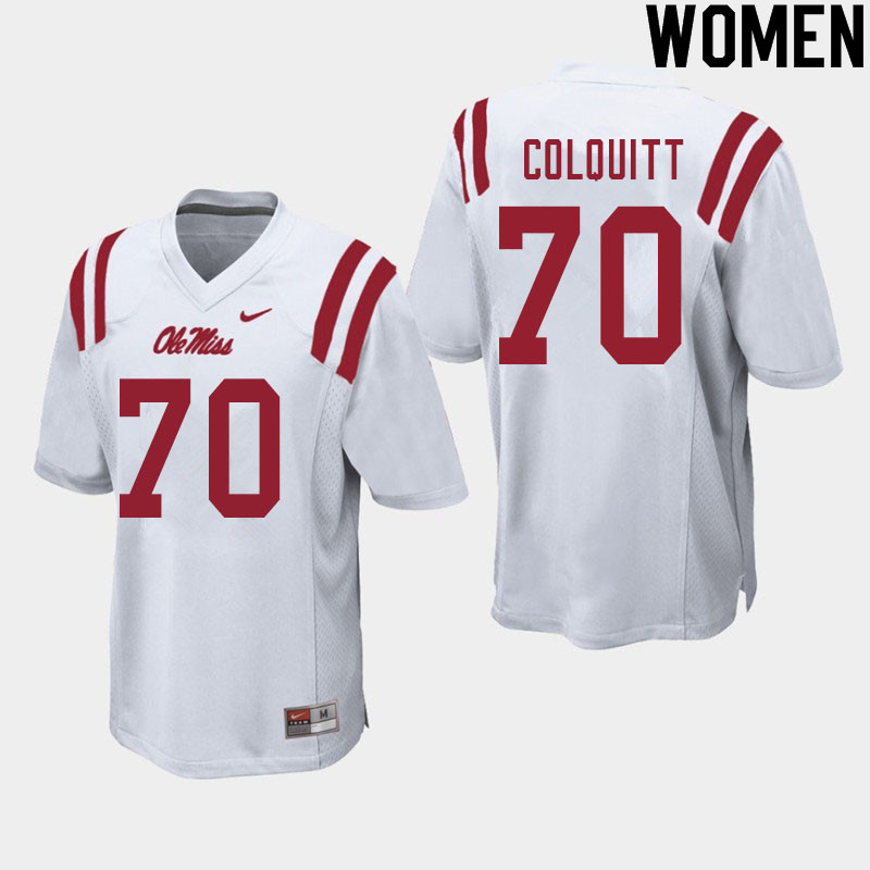 Carter Colquitt Ole Miss Rebels NCAA Women's White #70 Stitched Limited College Football Jersey JPB7758UR